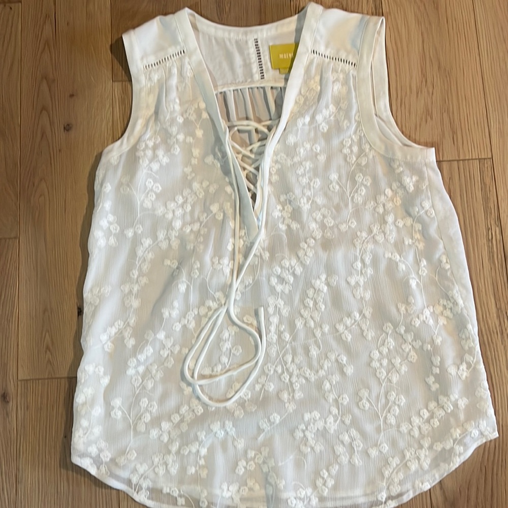 Anthropologie Maeve embroidered top white 6